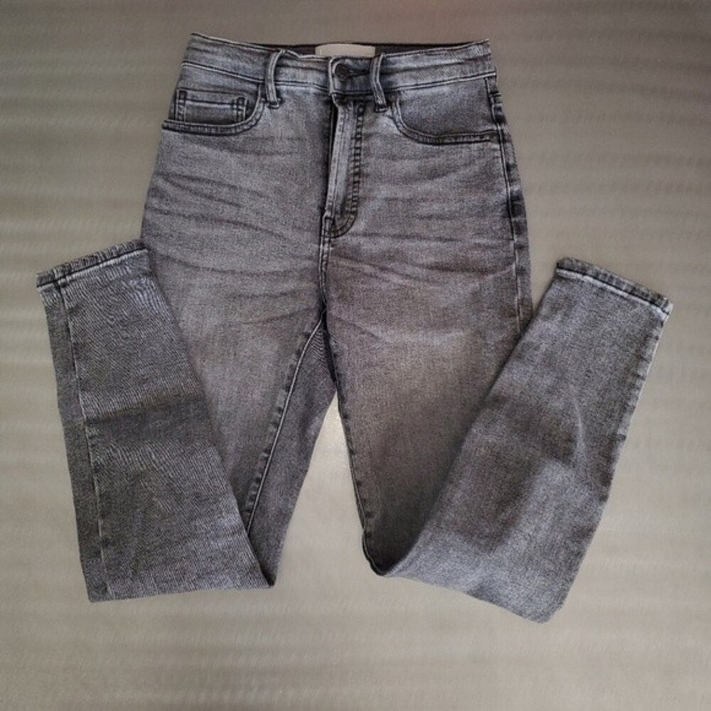 Everlane Washed Black High Rise Slim Straight Denim Jeans 25